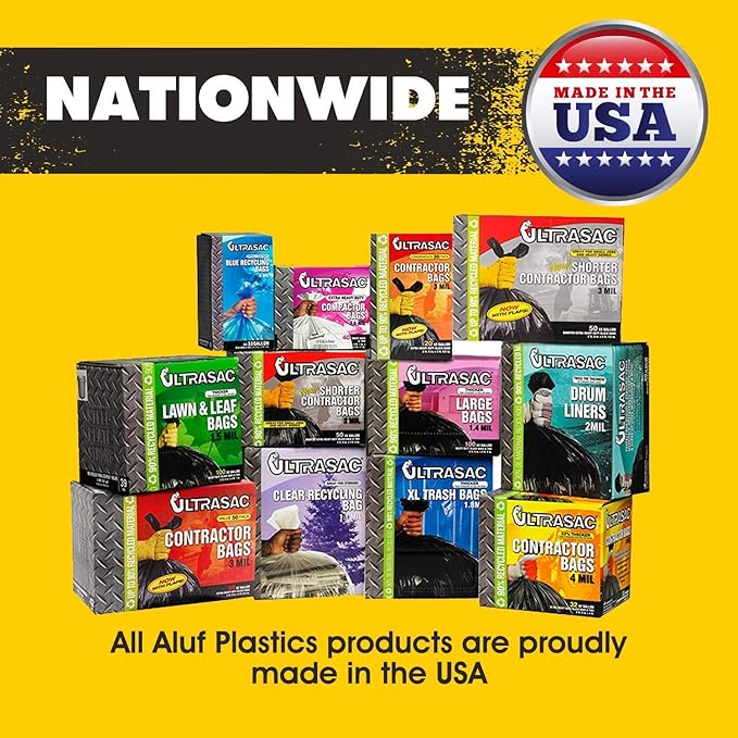 Aluf Plastics 20-30 Gallon 1.5 MIL (eq) Clear Heavy Duty Garbage Bags - 30" x 36" - Pack of 400 - for Industrial, Recycling, Storage, & Outdoor