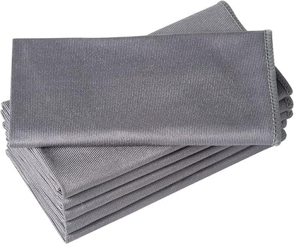 Puomue 6 Pack Microfiber Glass Cleaning Cloth, 16 Inch X 16 Inch, Lint Free Quickly Clean Window, Glasses, Windshields, Mirrors, and Stainless Steel, Grey