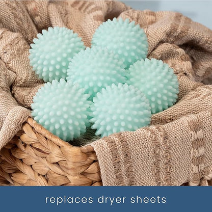 S&T INC. Reusable Plastic Dryer Balls, Fabric Softener for Laundry, Blue, 2.5 in, 6 Pack