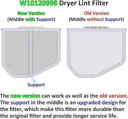 W10120998 Lint Filter Replacement for Kenmore Maytag Whirlpool Dryers, Upgraded Stainless Steel Mesh Screen, Ultra Durable Lint Trap, Filter Size 12.1 * 10.6 * 0.8 inch (30.7 * 27.0 * 2.0 cm)
