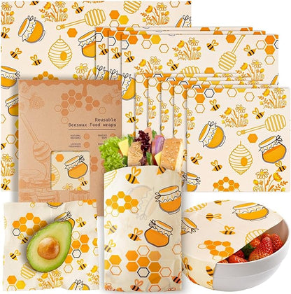 Beeswax Wraps for Food – 9 Pack Reusable Beeswax Bread Bag & Sandwich Wrap, Organic & Eco-Friendly & Sustainable Bees Paper, Perfect Alternative to Aluminum Foil Sourdough Storage & Plastic Wrap