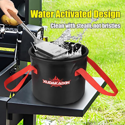 XUDAKAIXIN Grill Brush Collapsible Water Bucket for Grill Cleaning, Camping, and Outdoor Activities (Only Water Bucket No Grill Brush)-Black