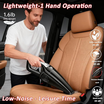 QISHENG-5 in 1 Wet/Dry Handheld Corded Car Vacuum Cleaner, 12V DC with Set of Cleaning Sets, Strong Suction & Lightweight. (Black)
