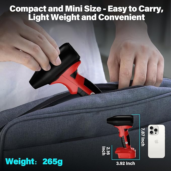 Mini Jet Blower Portable Violent Turbo Fan for Milwaukee 18V M18 Battery, 4-Speed Wireless High Speed Handheld Fan, for Computer Key Board Cleaning,Hair Drying,Camping,Outdoors,Car (No Battery)
