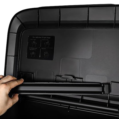 Oversized Dual-Compartment Trash Can - 20.4 Gal Plastic Kitchen/Garage Bin (Black)