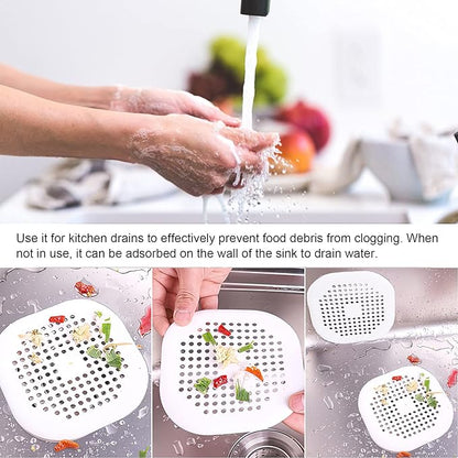 2 Pieces Shower Drain Hair Catcher Bathtub Stopper Home Drain Protectors Drain Cover with Sucker Water Trap Sink Cover for Bathroom Bathtub and Kitchen (White,White)