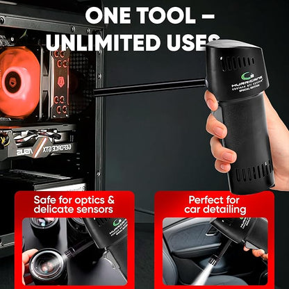Canless Air System ESD Safe O2 Hurricane, Rechargeable Air Duster, 220+ MPH Cordless Cleaner for Clean Rooms, Eco Alternative, Black, Made in USA