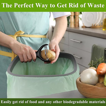 C Crystal Lemon 50 Count Biodegradable Kitchen Food Waste Bags - 6 Gallon Scraps Bags - Heavy Duty Compostable Waste Bags for Kitchen - Unscented Trash Bags 6 Gallon for Yard, Food (Pack of 2)