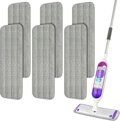 6 Pack Reusable Mop Pads Compatible with Swiffer PowerMop, Wood Floor Pads Microfiber Mop Replacement Refills Machine Washable for All Floor Surfaces