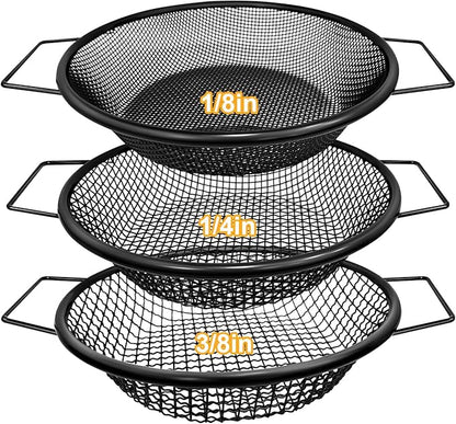 Soil Sifter for Gardening, Rock Sifter for 5 Gallon Bucket,Compost Sifter Dirt Sifter,Captures Dirt Rocks Sawdust (3pcs Black Handle)