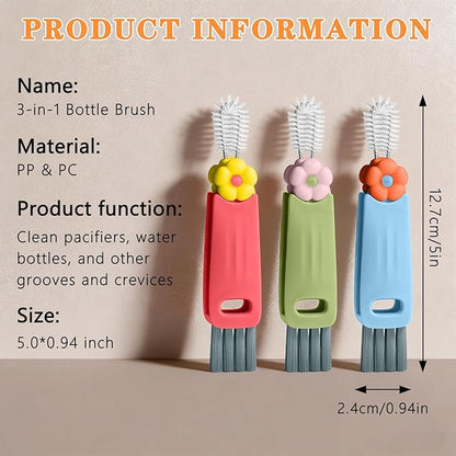 Wanme 3 in 1 Cup Lid Gap Cleaning Brush Set, Multifunctional Bottle Cleaning Brush, Cup Lid Gap Cleaner, Home Kitchen Crevice Brush Tools
