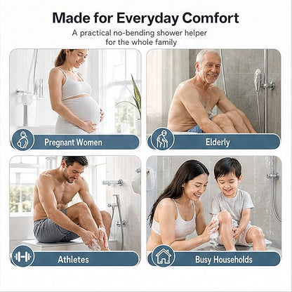 Dual-Sided Silicone Shower Foot Scrubber Mat – Foot Scrubber in Shower for Deep Cleaning & Exfoliation | Wall-Mounted Shower Foot Scrubber Mat & Back Cleaner for Men and Women (Grey, Standard)