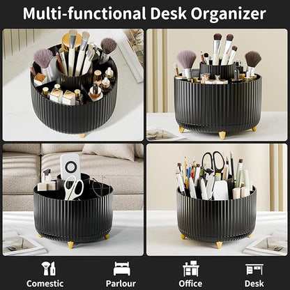 fanado 360° Rotate Makeup Brush Holder Organizer, Makeup Organizers Countertop, Makeup organization and Skincare Storage with Gift Box Packing for Vanity, Desktop, Bathroom (Black)