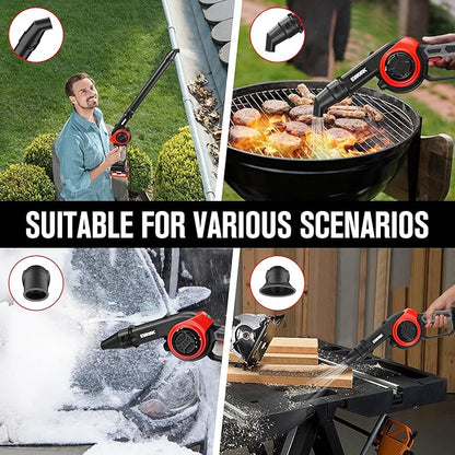 EWORK Leaf Blower Cordless 20V 130CFM & 200MPH Small Electric Leaf Blower with 2x2.0Ah Battery and Fast Charger, Mini Battery Powered Lightweight Blowers for Lawn Care, Leaves, Jobsite