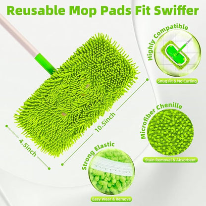 Reusable Dry Sweeping Cloths Microfiber Wet Pads Refill Compatible with Swiffer Sweeper Mop Replacement Sweeping Mopping Pad Refills for Use on All Sealed Floors - Stone, Hardwood, Laminate & Tile