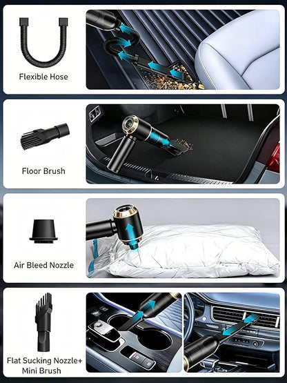 Handheld Car Vacuum Cordless, 16000Pa High Power Vacuum Cleaner and Air Duster, 2026 Upgrade 4-in-1 Portable Vacuum with 10 Multi-Nozzles for Small Jobs, Car, Home, Desk, Keyboards