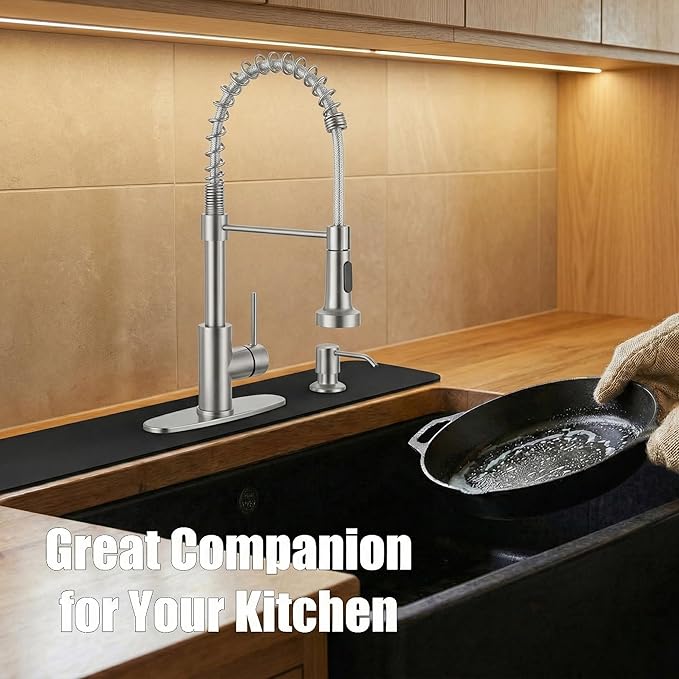 Faucet Mat for Kitchen Sink 2 Holes: 30"Lx5.5"W Absorbent Splash Guard Fits 8" On-Center Faucet with Soap Dispenser or Air Gap - Cuttable Drip Catcher for Irregular & 3, 4 Hole Sinks with Side Sprayer