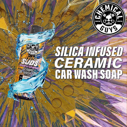 Chemical Guys HydroSuds Ceramic Shine High Foaming Car Wash Soap (Works with Foam Cannons, Foam Guns or Bucket Washes) For Cars, Trucks, Motorcycles, RVs & More, 32 fl oz, Berry Scent - CWS21232