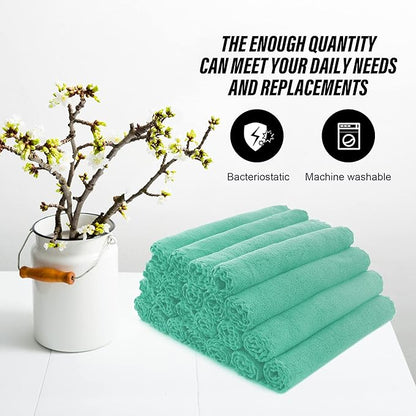 MOONQUEEN Ultra Soft Premium Washcloths Set - 12 x 12 inches - 24 Pack - Quick Drying - Highly Absorbent Coral Velvet Bathroom Wash Clothes - Use as Bath, Spa, Facial, Fingertip Towel (Aqua Green)
