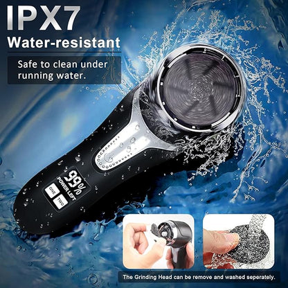 Electric Callus Remover for Feet (with Dander Vacuum), Portable Pedicure Kit Foot File Callus Remover, Rechargeable Waterproof Foot File for Foot Care Deadskin Remover with 9Head&LCD Display