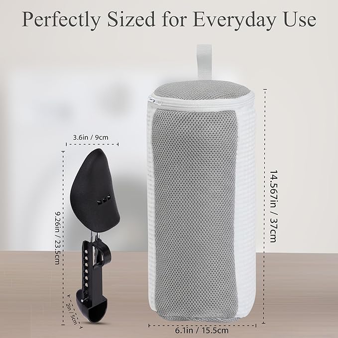 Shoe Washing Machine Bag, 2 Pcs Cylindrical Laundry Shoe Bag for Washer and Dryer with Adjustable Shoe Trees, 360 Deep Cleaning Sneaker Washing Bag with Zipper, Fits All Shoe Types and Sizes, White