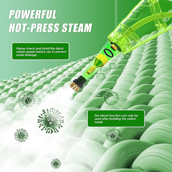 2200W Steam Cleaner, Handheld Steam Cleaner whit 1.2L Water Tank for Home Use, Fast Heat-Up in 10-15s, Portable High Steam Cleaners Machine for Cleaning Kitchen, Bathroom, Grout, Car
