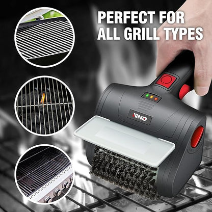 DNA Motoring Cordless Electric Grill Cleaning Scrub Brush Rechargeable with Type-C Charge Cord,Red/Black, TOOLS-00219-RD