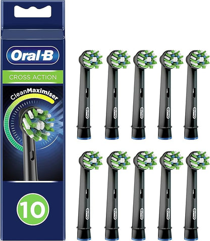 Oral-B Pro Cross Action Black Replacement Brush Heads for Electric Toothbrushes, XXL Pack of 10 Refills
