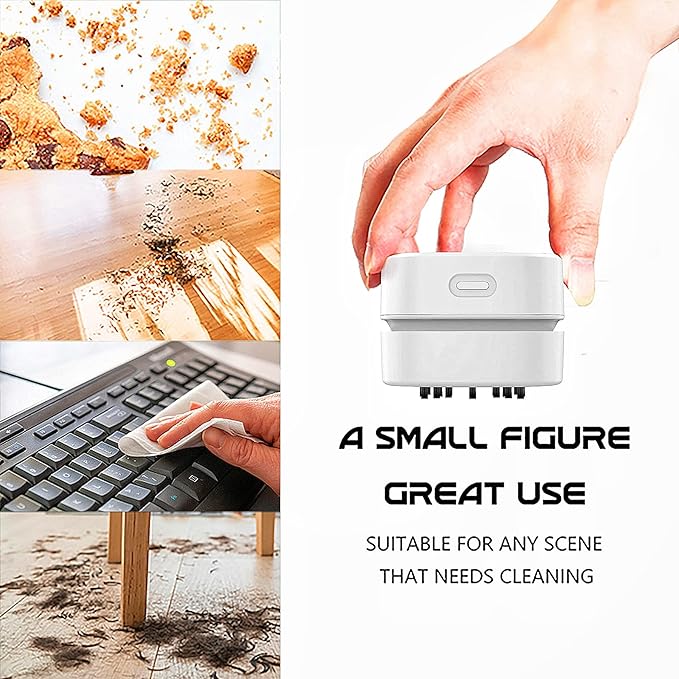TRZLIFE USB Rechargeable Mini Desk Vacuum, Cordless Portable Keyboard Desktop Countertop Cleaner, Ideal Office Accessory Ideal Gift, Pink