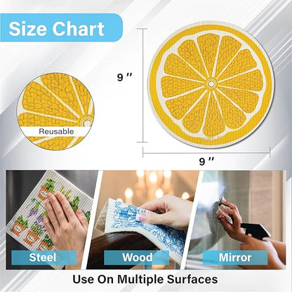 Wet-It! Swedish Dishcloth Set (Orange Lemon Lime) - Reusable, Super Absorbent Cleaning Cloths for Kitchen and Home Use, Perfect for Dishes, Surfaces, and Daily Cleaning Tasks
