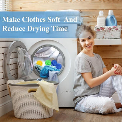 6 Pack Laundry Balls for Dryer, Dryer Balls Laundry Reusable, Dryer Ball Plastic Pellet Packs for Fabric Soften, Reduce Wrinkle and Less Static Cling-Mix