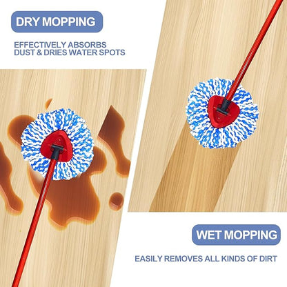 Mop Head Replacement Set for O Ceda 2-Tank Spin Mop, 4 Pack Washable Microfiber Refills + 1 Mop Base Cover, Reinforced Lock Design, Durable & Reusable