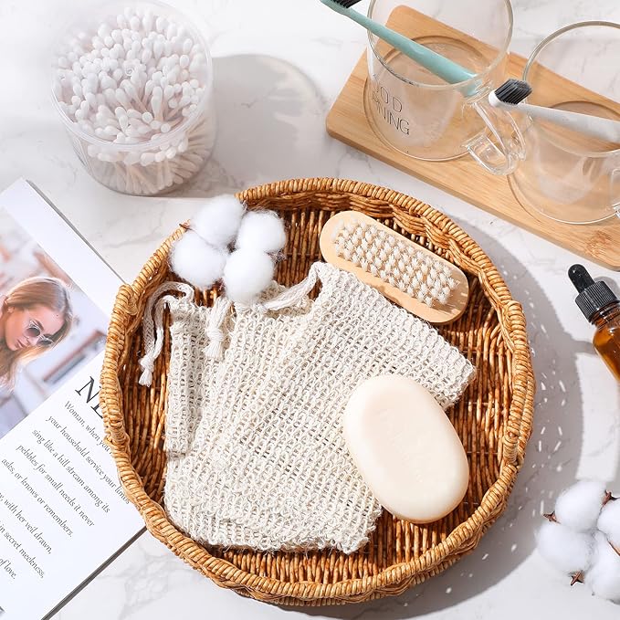 Rtteri 360 Pcs Soap Exfoliating Bag, Natural Sisal Soap Pouch Saver Body Shower Bar Mesh Body Net with Drawstring for Foaming and Drying