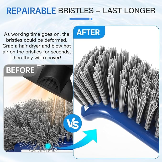 Pool Brush Head, Scrub Brush with Premium Nylon Bristles,Curved Ends High-Efficiency Pool Broom/Pool Brushes for Cleaning Inground/Above Ground,Swimming Pool, Walls, Bathtubs, Tiles & Floors(Blue)