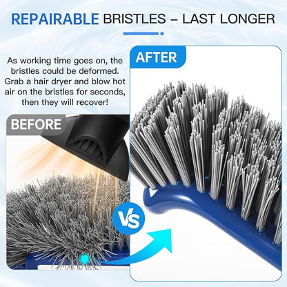 Pool Brush Head, Scrub Brush with Premium Nylon Bristles,Curved Ends High-Efficiency Pool Broom/Pool Brushes for Cleaning Inground/Above Ground,Swimming Pool, Walls, Bathtubs, Tiles & Floors(Blue)