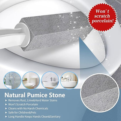 Laiyeoy Toilet Bowl Cleaner Pumice Stone -Hard Water Stain Remover with Ergonomic Handle, Powerfully Removes Toilet Bowl Rings，Rust &Lime，Ideal for Toilet Brush/BBQ Grills/Sink/Pool/Bathroom【2Pack】