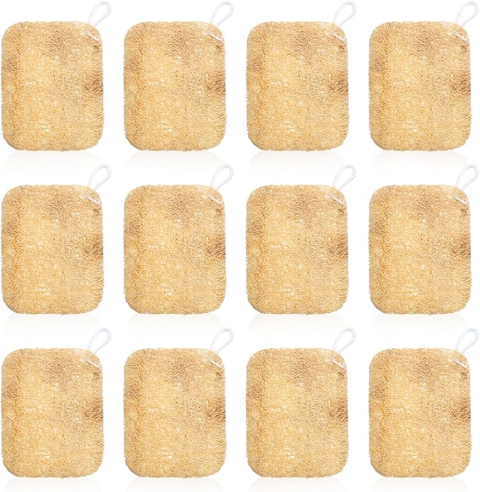 12 Pcs Natural Loofah Dish Sponge, Natural Loofah Dish Sponge, Loofahe's Kitchen Sponges, Scrub Clean
