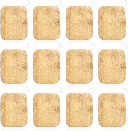 12 Pcs Natural Loofah Dish Sponge, Natural Loofah Dish Sponge, Loofahe's Kitchen Sponges, Scrub Clean