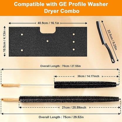 Xixter 7 Pcs WH01X35719 Lint Filter Replacement Kit for GE Profile Washer Dryer PFQ97HSPVDS, GE Washer Dryer Foam Filter with Vent Brushes,Hand Washable and Reusable