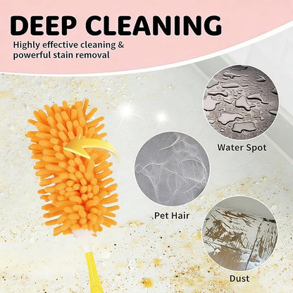Reusable Duster Pads Compatible with Swiffer Hand Duster, 360 Duster Refill, Dusters Heavy Duty Refills, Microfiber Dusters Refills for Cleaning, Office, Ceiling Fan, 2 Pack (Handle is Not Included)