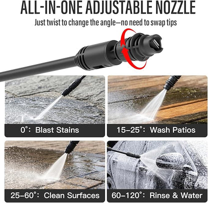 MZK 2026 New Lightweight Pressure Washer, Portable One-Button Start with 4 Adjustable Nozzle & Foam Cannon, Powerful Cleaning Machine for Cars, Patios, Fences & Driveways(Red)
