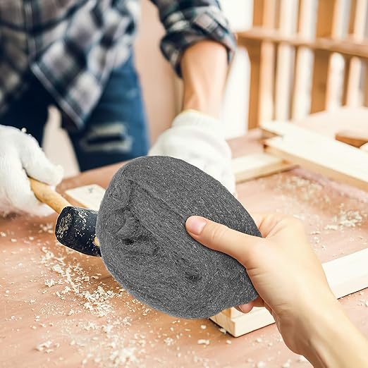 Ipetboom 2 Rolls #0 Coarse Steel Wool Pads Wire Mesh Cleaning Wool Fabric for Wood and Metal Polishing, Rust Removal, Buffing Tool Suitable for Industrial and Household Use