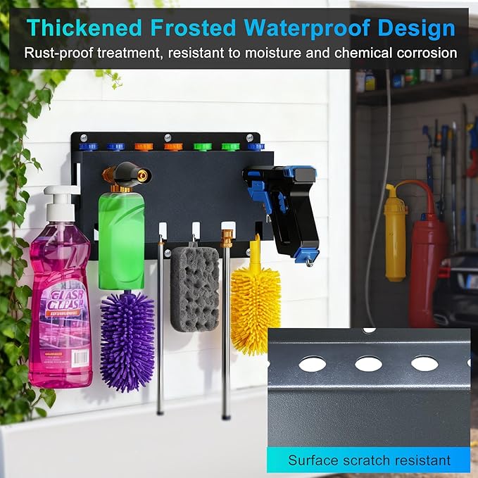 Pressure Washer Gun Holder, Foam Cannon Holder, Wall Mount Car Wash Accessories Storage Rack, Tool Storage Rack for Pressure Washer Gun, Foam Cannon (C-PWGH-F)