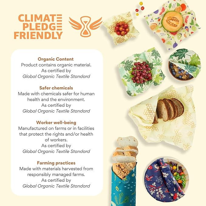 Bee's Wrap Beeswax Wraps for Bread - Beeswax Bread Wrap for Sourdough & Bread Storage - Plastic Free Made in USA Reusable Natural Food Wrap - Honeycomb
