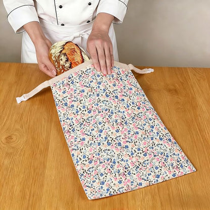 2 Pack XL Reusable Beeswax Bread Bags for Sourdough Baking, Organic Waxed Lined, Cotton Bread Bags for Homemade Bread, Food-Storage Bag to Keep Fresh