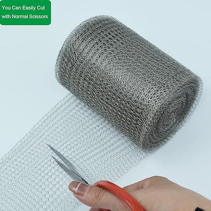 Wire Mesh 5" x 50FT, 304 Stainless Steel Mesh, Hole Fill Fabric Gap Blocker, Double Layer Metal Mesh Roll, Flexible & Stretchy for Garden House and DIY