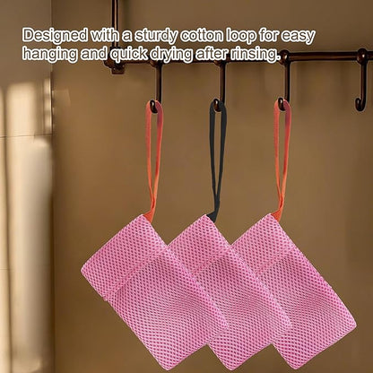2 Pack Soap Bag Gentle Exfoliating,Bar Soap Pouch Saver Pocket,Body Scrubber Shower Bath Sponge Loofah (Pink)