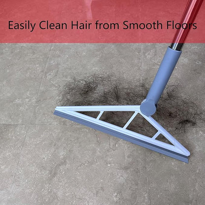 Multifunction Silicone Air Broom Sweeper, Rubber Household Squeegee Push Broom with 61" Long Handle for Cleaning Indoor Smooth Floor Bathroom Kitchen Glass Shower Water Pet Hair, Grey