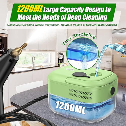 2200W Steam Cleaner, Handheld Steam Cleaner whit 1.2L Water Tank for Home Use, Fast Heat-Up in 10-15s, Portable High Steam Cleaners Machine for Cleaning Kitchen, Bathroom, Grout, Car