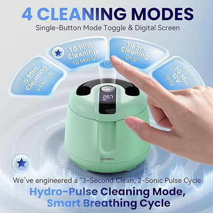Ultrasonic Retainer Cleaner Machine 48kHz, Dental Cleaning Pod, Ultrasonic Retainer Cleaner for Dentures, Aligners, Mouth Guards, Toothbrush Heads and Jewelry with 200ML Capacity, LAB Supply